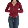 Herbst Damen Temperament Schlank Kurzer Abschnitt Reißverschluss Strickjacke Kapuzenjacke