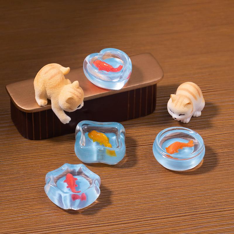 Customizable Miniature Cat Fishbowl Set for Unique Creative Micro Landscape Projects