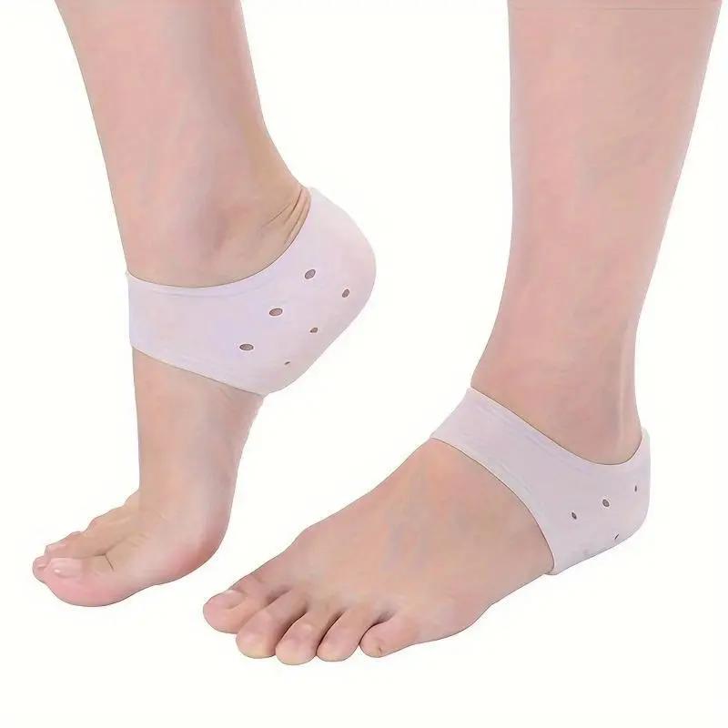 

Silicone Heel Protector Protective Sleeve Heel Spur Pads For Relief Plantar Fasciitis Heel Pain Reduce Pressure On Heel 1 Pair білий