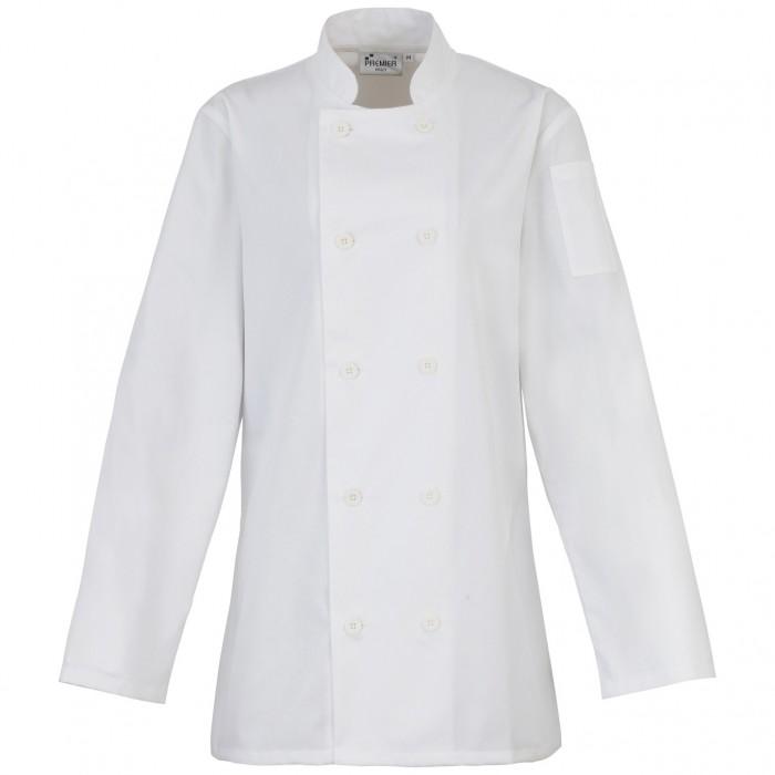 Premier Womens/Ladies Long Sleeve Chefs Jacket / Chefswear (Pack of 2)