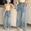 Spring 2026 Girls' Wide-Leg Denim Trousers for Kids - Stylish Spring/Autumn Wear