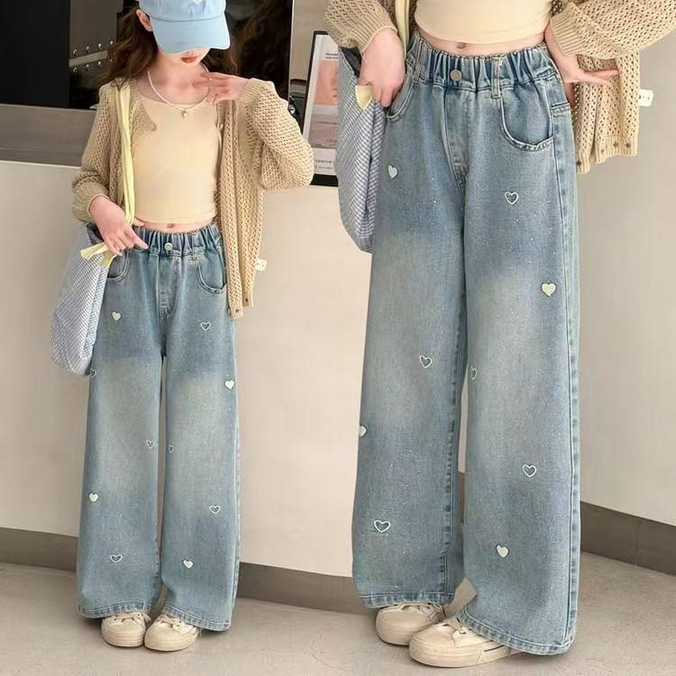 Spring 2026 Girls' Wide-Leg Denim Trousers for Kids - Stylish Spring/Autumn Wear