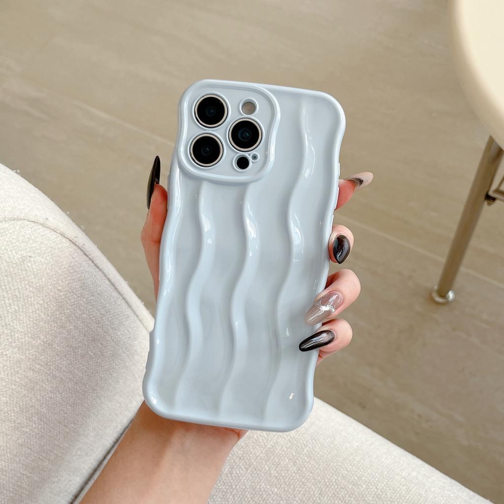 INS High-End Wave Stripe Case for iPhone 17 Pro Max, Apple 16 Solid Color Simple 15/14