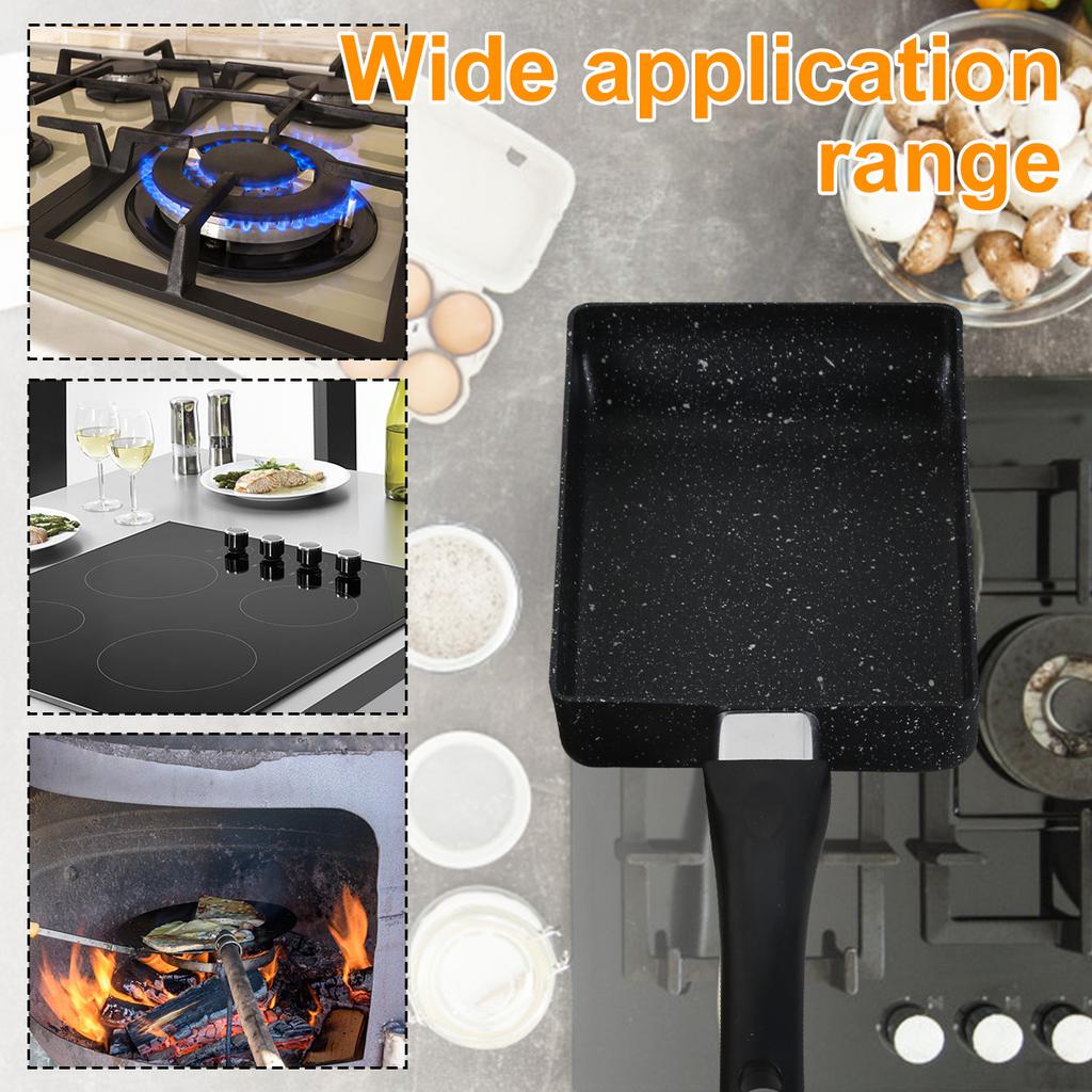 3 Pièces Poêle Tamagoyaki avec Spatule en Silicone et Pinceau à Huile 7,3×5,3 Pouces Antiadhésive Poêle à Omelette Japonaise Poêles à Frire Rectangulaires Premium