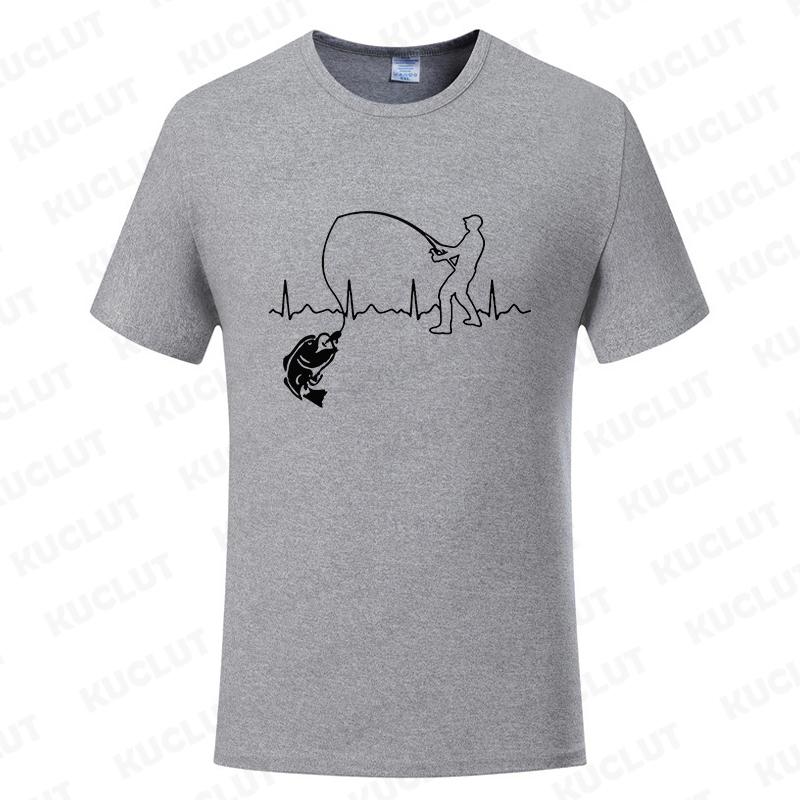 Fashion Fishing ECG T-shirt for Men Funny Design Graphic Y2k Tops Summer Short Sleeve Tees Gift for Fishing Lover Clothing
