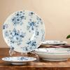 Retro Style Flowers Ceramic Plate Home Daily Afternoon Tea Dessert Snack Plates High End Restaurant Delicious Dishes Soup Plate