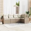 VidaXL 5-Piece Garden Sofa Set with Cushions - Beige Poly Rattan 3346041