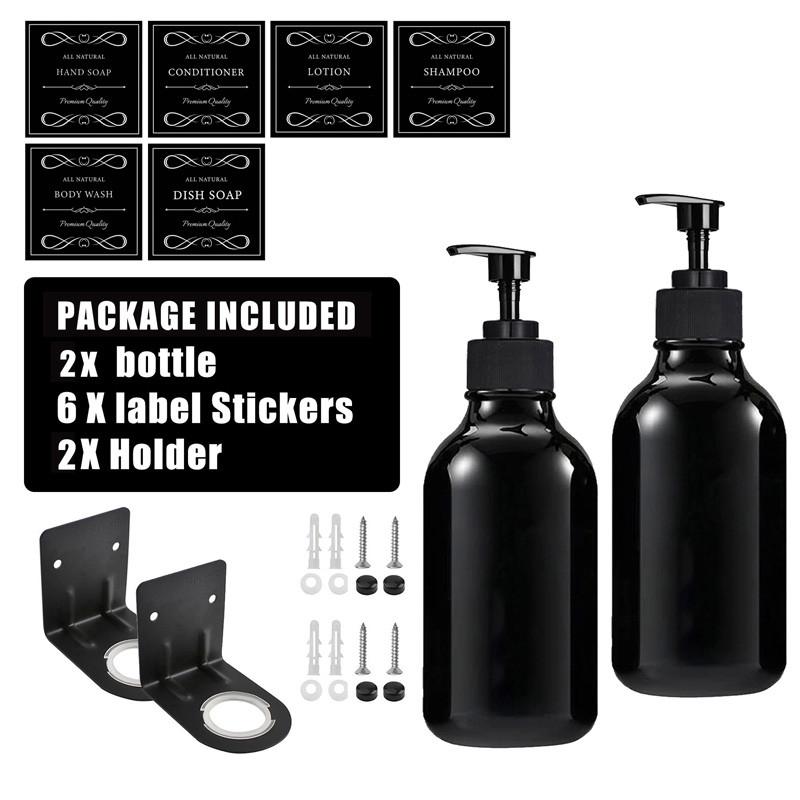 500ml Shampoo and Conditioner Shower Soap Bottle with Label Apothecary Lotion Wall Mount Pump Soap Dispenser