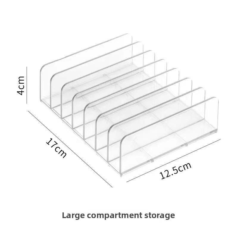 

7-секционный ящик для хранения теней для век, разделитель, подставка для показа, вертикальный прозрачный ящик для хранения румян, пудры для макияжа, настольный органайзер, полка для хранения 17*12.5*4cm
