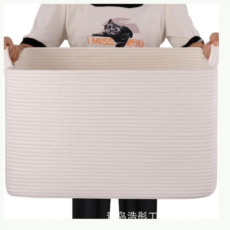 Large Capacity Cotton Rope Storage Basket Laundry Toys Blankets Modern Minimalist Bedroom Organizer