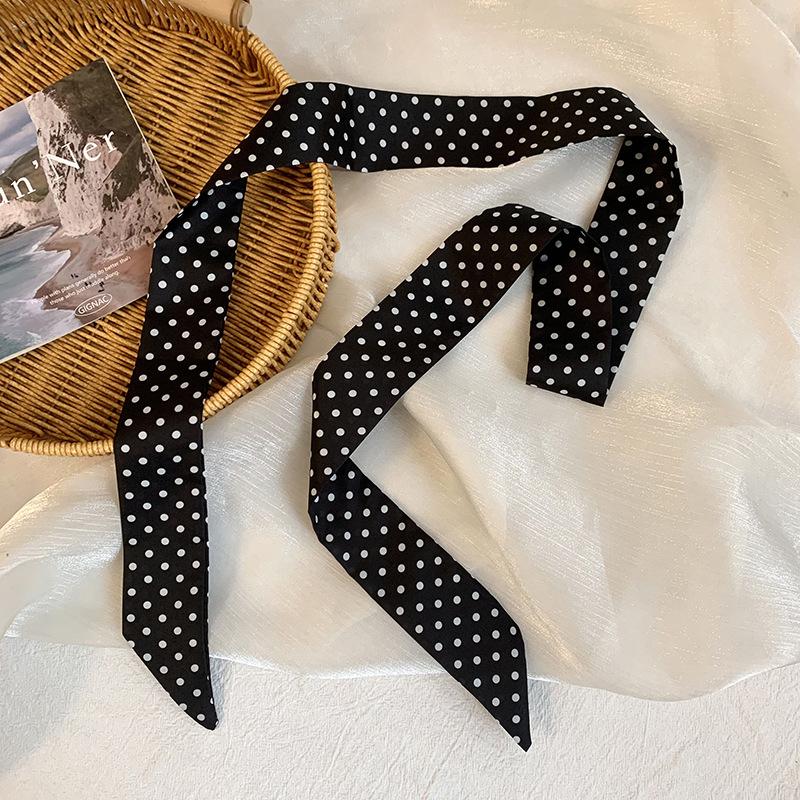 

Summer new striped silk scarf long strip high-end headscarf headband tied hair streamer wrapped bag multi-purpose scarf belt