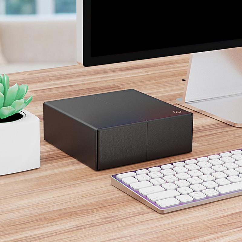 Pu Leather Computer Protective Case With Cover And Storage Pocket Mini Pc Holder Stand Bracket For Mac Mini M4 2024