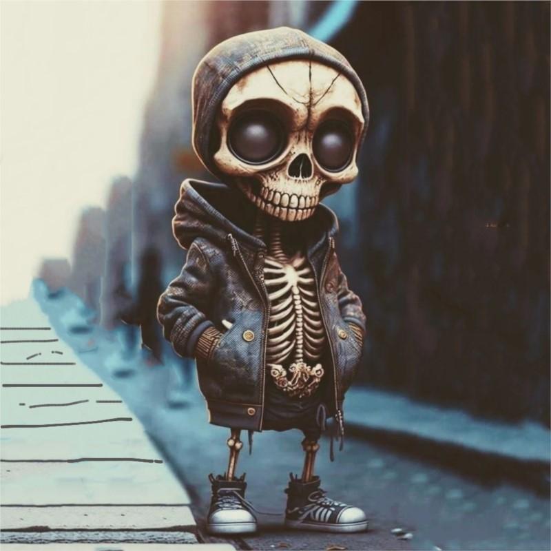 Pryskyřice Cool Skeleton Figurky Halloween Skeleton Figurka Lebka Příšerné ozdoby Dekorace na palubní desku auta Dekorace stolu