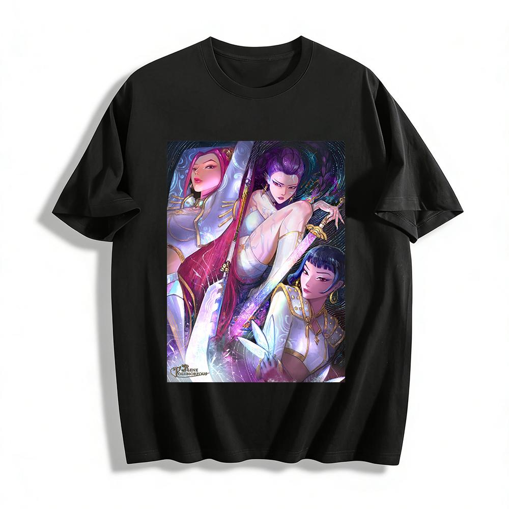 League of Legends Girl Group Print T-shirt Unisex Cool Casual Game Peripheral Top Pure cotton T-shirt XXS