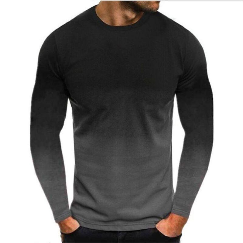 

Винтажная мужская футболка с 3D-градиентным принтом, топы с длинным рукавом, повседневная футболка в уличном стиле из хлопка, футболка большого размера для мужчин, одежда