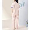Hodohome Women's Pure Cotton Pajamas Spring Summer Short Sleeve Long Pants Comfort Cotton Loungewear