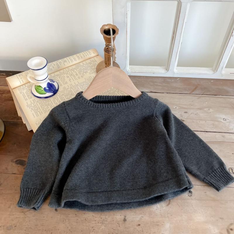 Babytoppar 2022 höst baby stickade tröjor pullover bas toppar barn topp beige tröja