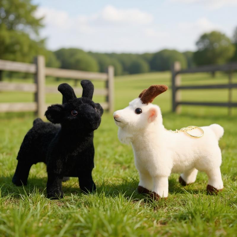 Mini Goat Stuffed Animal Keychain Soft Plush Lifelike Bag Decoration