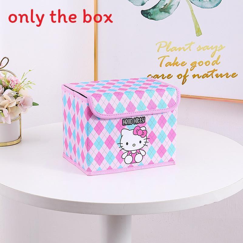 Hello Kitty Kuromi Cinnamoroll Melody Gittermuster Faltbare Klapp-Aufbewahrungsbox für Büro und Schlafzimmer