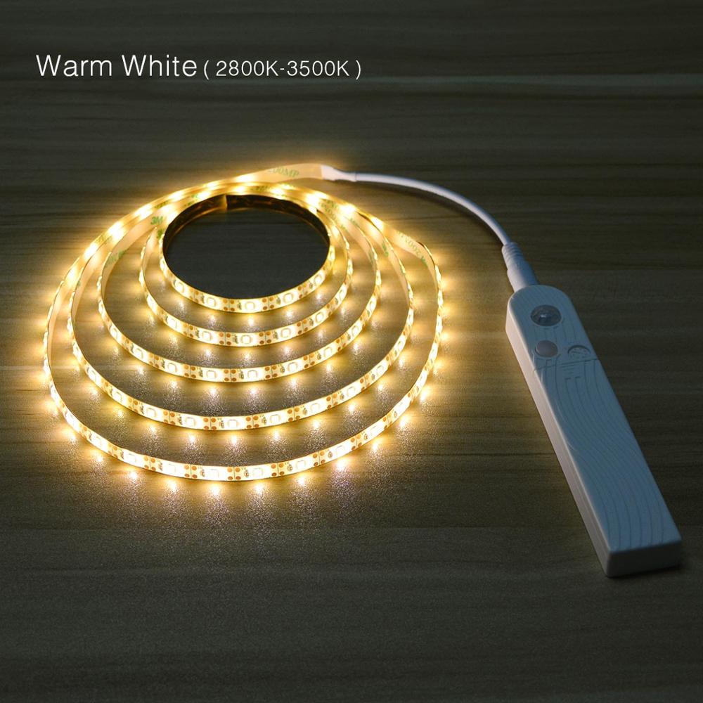 USB Battery Power Wireless PIR Motion Sensor LED Strip Light 5V Waterproof Bedside Closet Wardrobe Kitchen Cabinet Night Lights