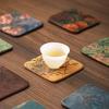 Chinese Style Double-sided Waterproof Silk Coaster - Heat Insulation Pad for Tea Ceremony & Home