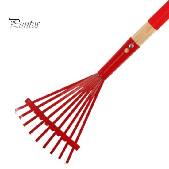 Kids Rake with Hardwood Handle Vibrant Color Head Lightweight Child Size Garden Lawn Rake for Leaves Children Garden Tool Gift