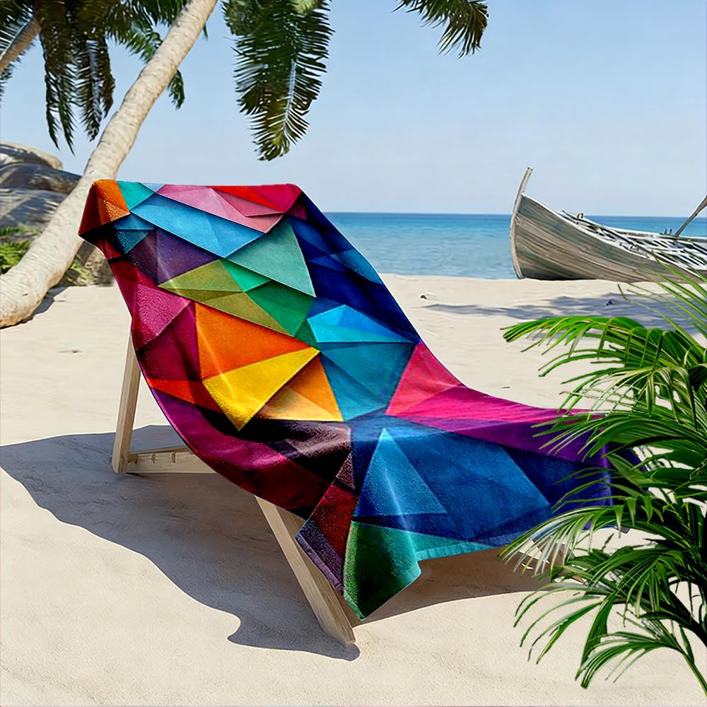 Colorful Geometric Pattern Towel Beach Towel Quick-drying for Travel Outdoor Sports Jogging Beach and Swimming