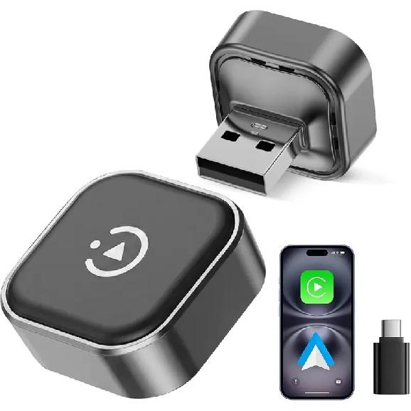 2026 2-in-1 Wireless CarPlay & Android Auto Adapter, Ultra Mini Dongle Converts Wired to Wireless Plug & Play Stick for Cars