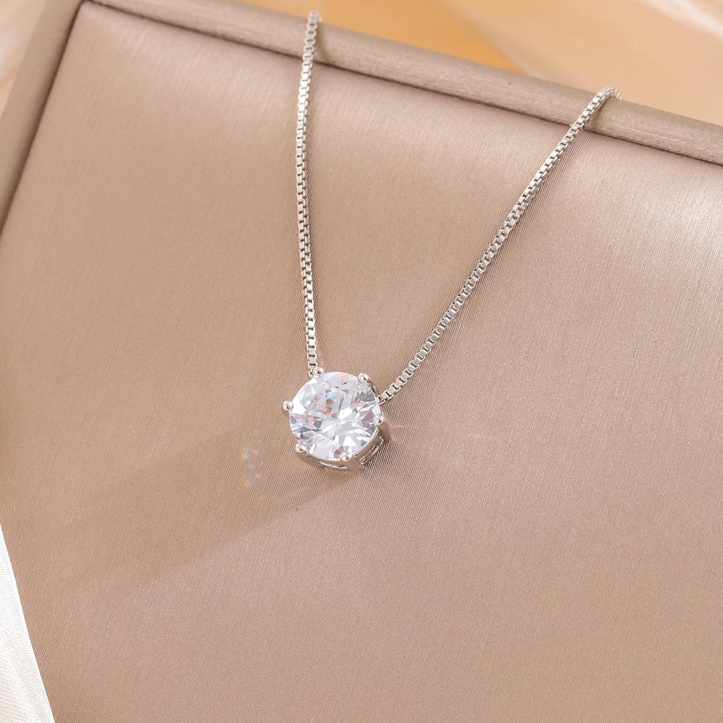 New Simple Single Crystal Clavicle Chain 925 Sterling Silver Pendant Necklaces   XL025