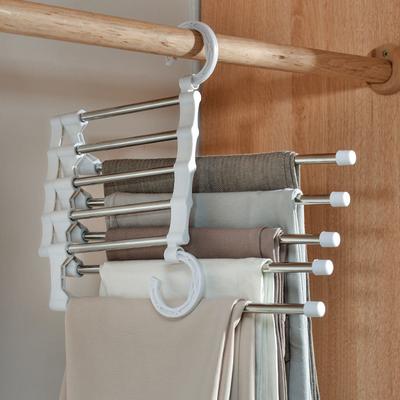 5 In 1 Multifunction  Clothes Hanger  Wardrobe Organizer  Pants Towel Rack Shelves Closet Adjustable  Magic Trouser Hangers Home