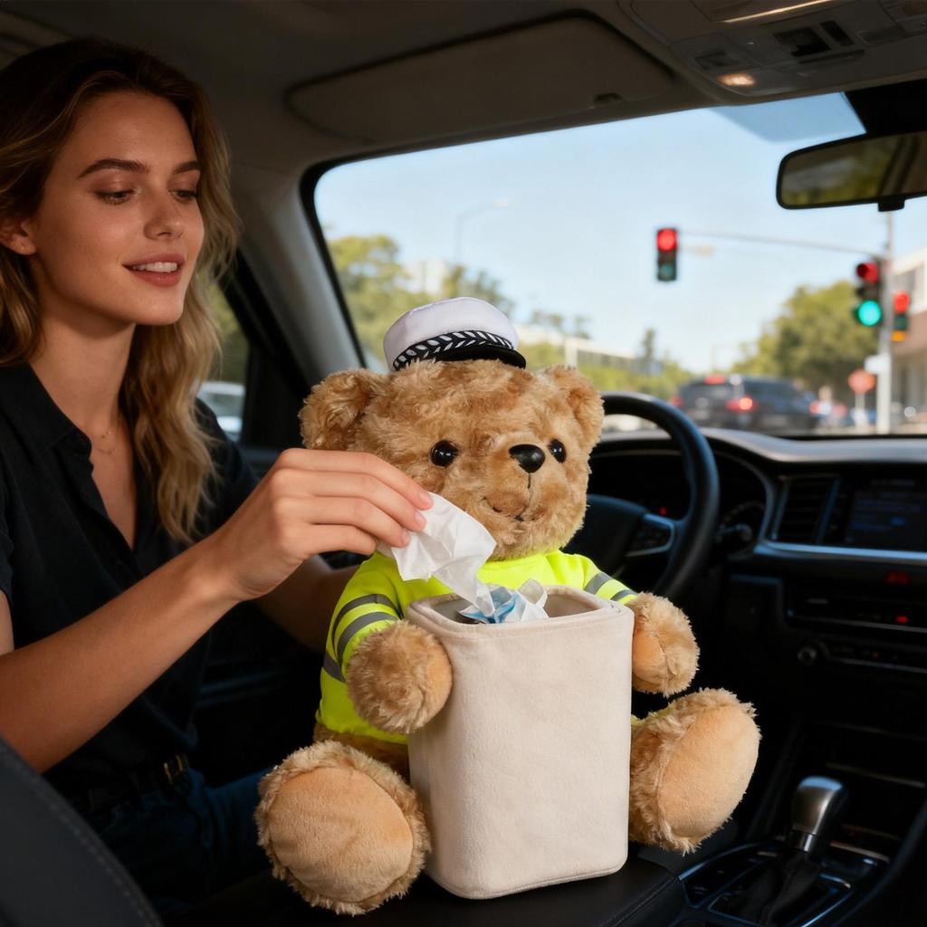 Cartoon Cute Car Tissue Box Creative Car Armrest Box Garbage Can 2 In 1 Tissue Bag Multi-functional Storage Bag For Home Office