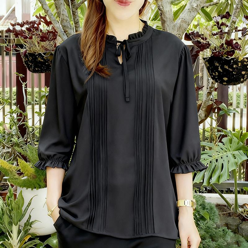 ZANZEA Women Casual Round Neck Solid Color 3/4 Sleeve Blouse