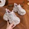 Damskie buty typu 'daddy shoes' na grubej podeszwie, nowość na wiosnę 2025, z siateczki, z małym wewnętrznym podwyższeniem, wszechstronne buty sportowe i rekreacyjne