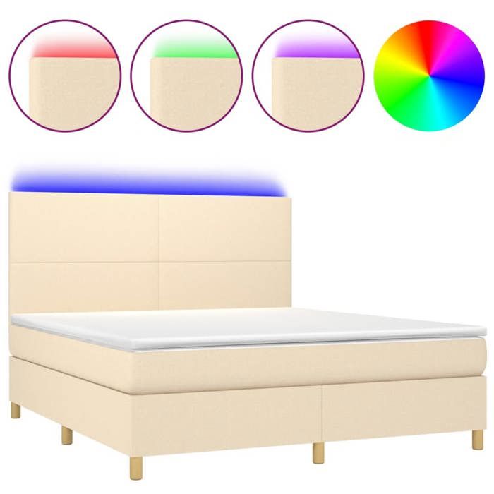 VidaXL Sommier à Lattes de Lit avec Matelas et LED, Lit Rembourré, Lit Double, Lit Adulte de Chambre à Coucher Intérieur, 3135290