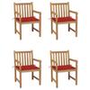 Day and Night - Day and Night Garden Chairs 4 Units Solid Teak Wood with Red Cushions