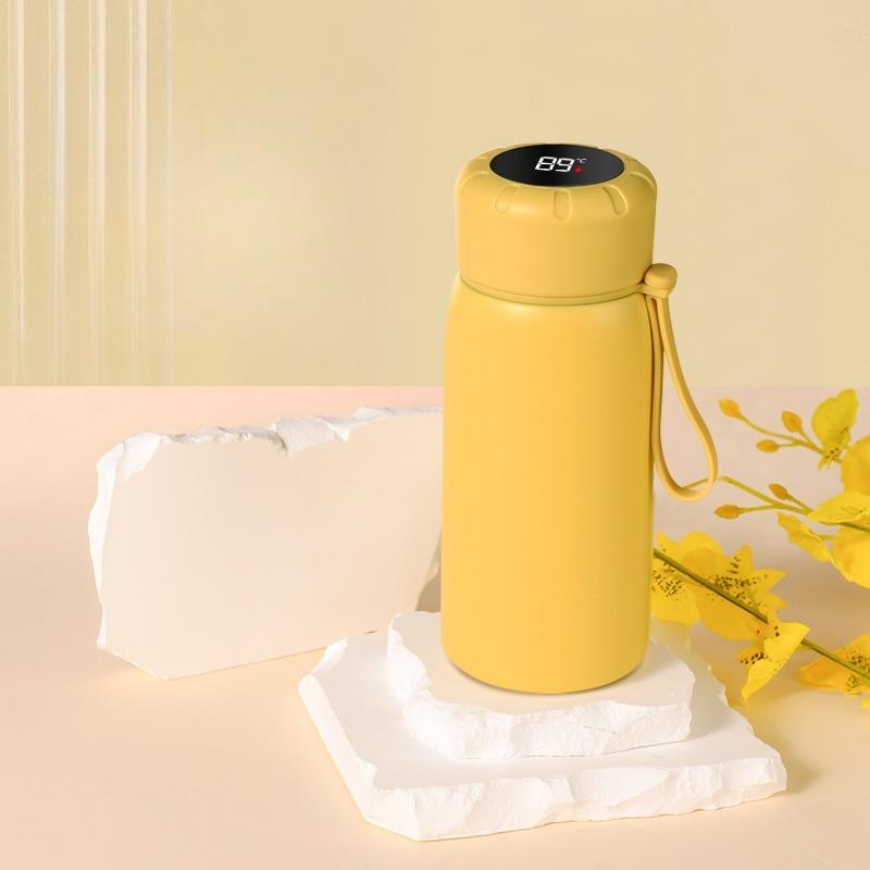 400ml Smart 316 Stainless Steel Insulated Water Bottle, Temperature Display Flask with Cute Strap