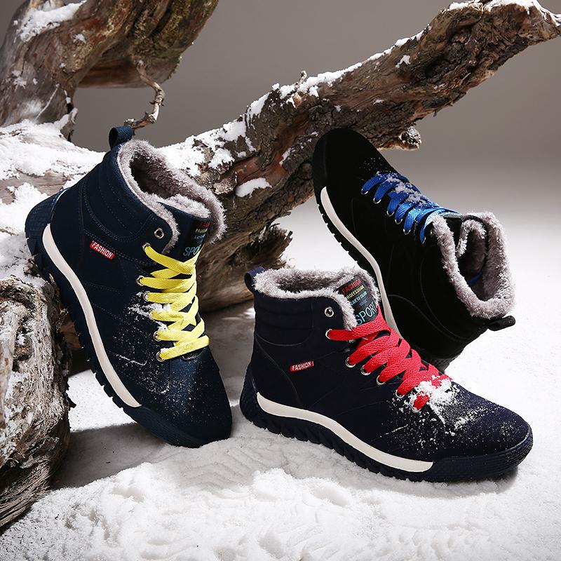 Brand Winter Boots Men Outdoor Plush Warm Snow Boots Plus Size Male Fashion Hiking Boots Non-slip Cotton Shoes  New Design