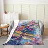 Coastal Style Dragonfly Pattern Throw Blanket, Vibrant Animal Themed Soft Flannel Fleece, All Seasons Knitted Blanket with Uniqu