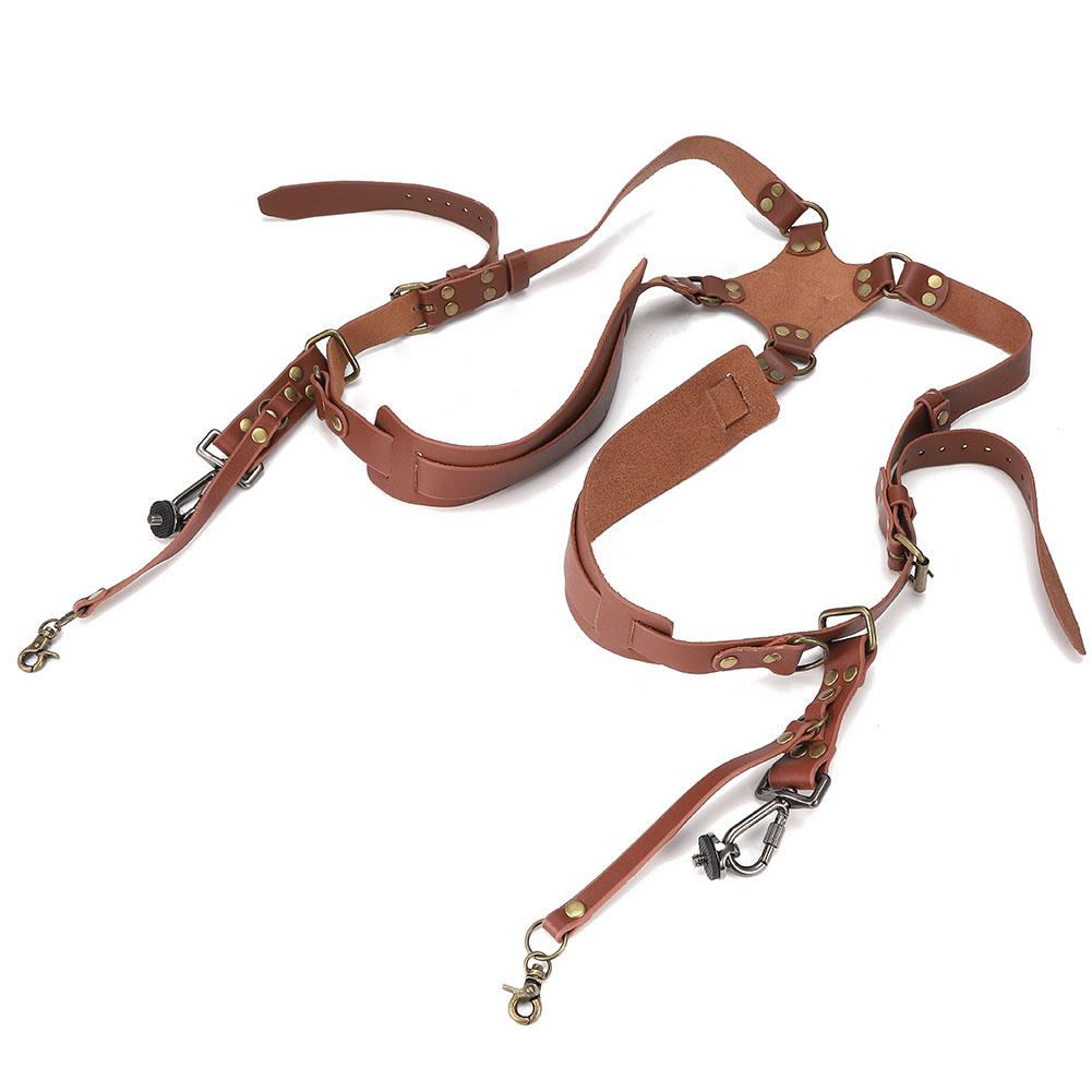 Camera Strap Leather Double Shoulder Harness Strap Photography Accessories for DSLR Cameras