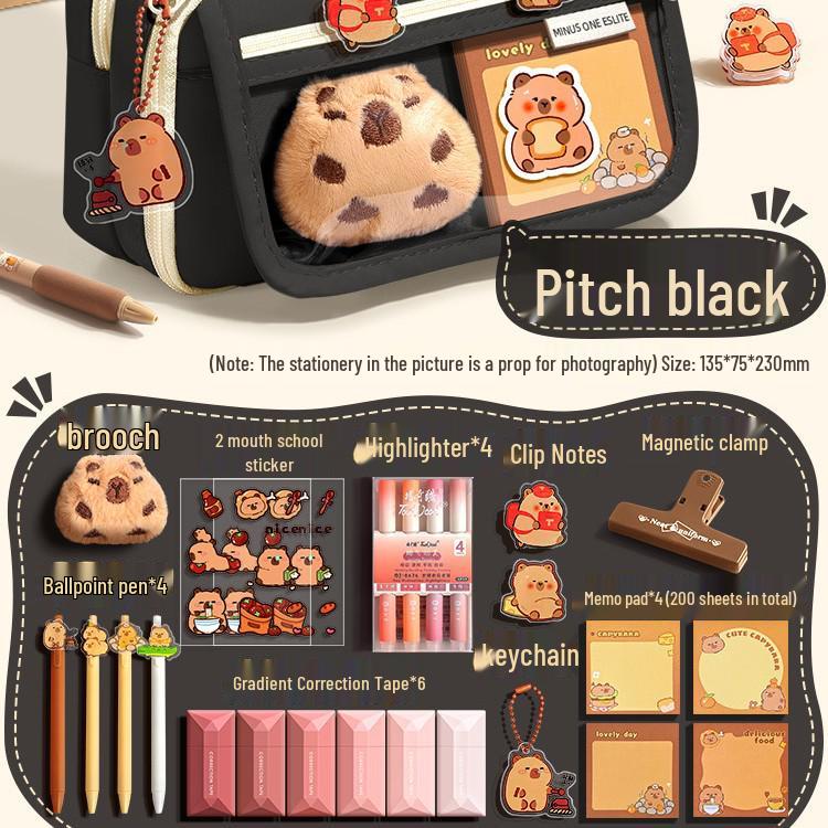 Capibara Velkokapacitní Průhledné Pouzdro na Tužky Odolné Proti Nečistotám, Roztomilé a Stylové pro Studenty Středních Škol