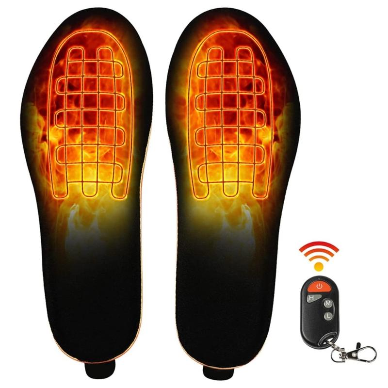 Winter Electric Heated Shoe Pads with Remote Control Rechargeable Foot Warmer Wireless Heated Insoles 3 Heat Settings
