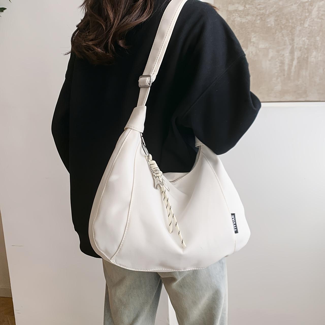 

Стильная нейлоновая сумка-тоут большой вместимости для женщин - Универсальная сумка через плечо и кроссбоди с застежкой-молнией, Идеально подходит для работы, повседневного использования, путешествий белый