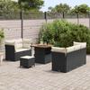 8 Piece Garden Sofa Set with Cushions Black and Cream Poly Rattan