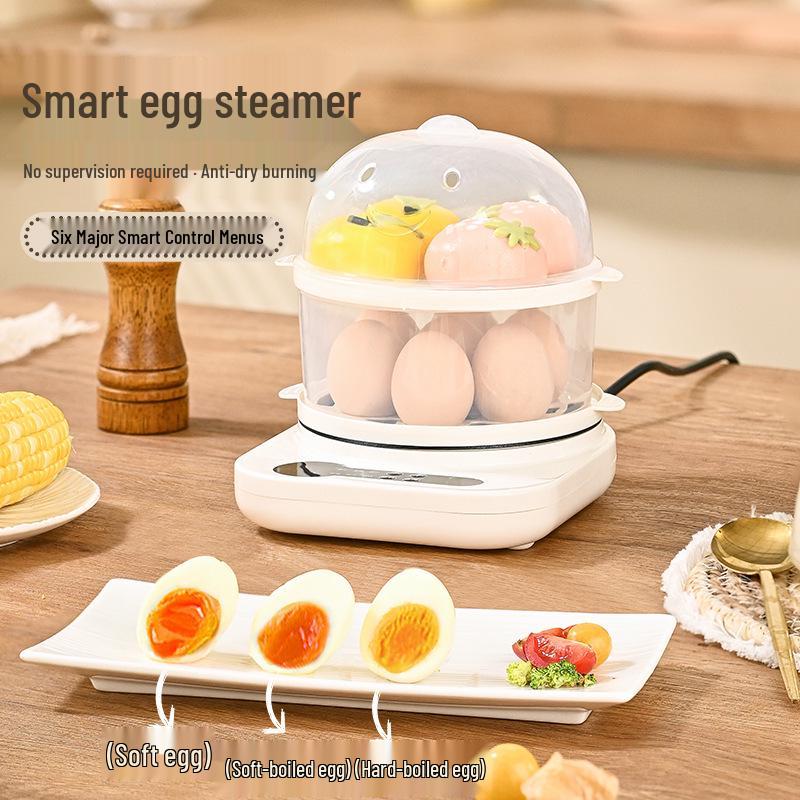 Kompakter elektrischer Eierkocher: Multifunktionaler Dampfgarer, Trockenlaufschutz, Automatische Abschaltung – Perfekt für 1-Personen-Puddings & Kochen.