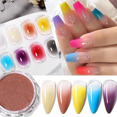 Allmählich wechselndes Nagelpulver DIY-Maniküre Japanisches Eis Transparent Aurora Galvanik Fee Feines Glitzer-Pat-Puder