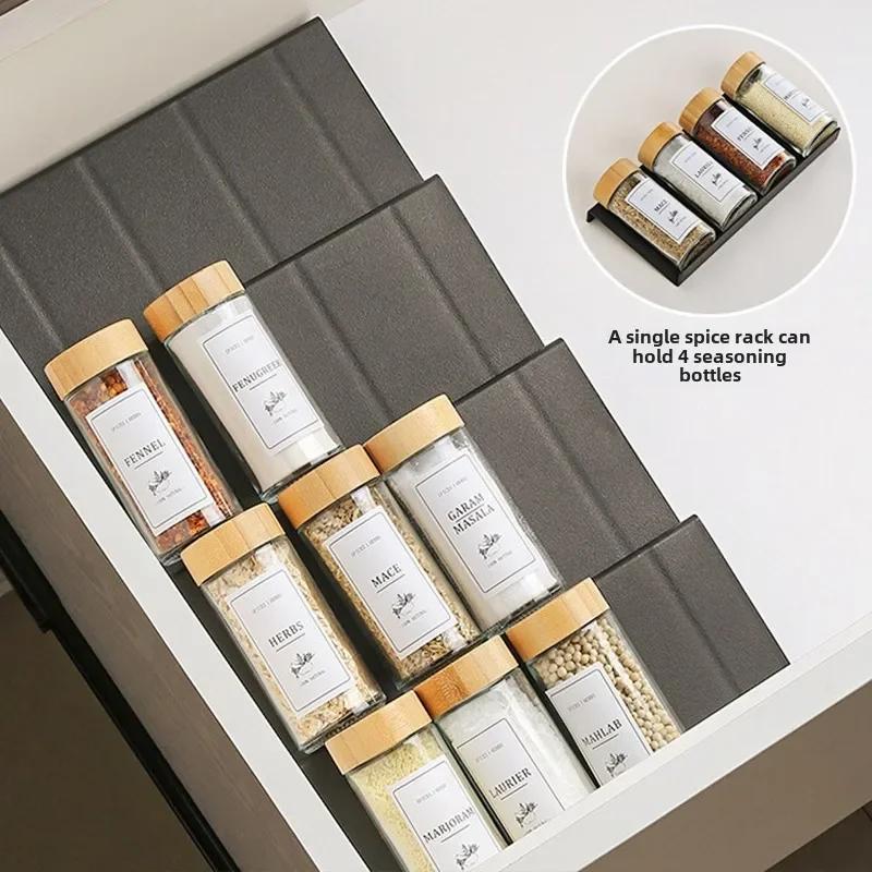 Kitchen Spice Drawer Organizer Adjustable Spice Rack for Spice Seasoning Bottles Cabinet Pantry Kitchen Organizer accessories