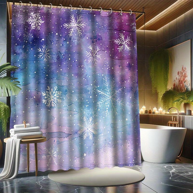 

Hexagonal Snowflake Shower Curtain Set, Beautiful Snowy Scenery, Fantastic Art, Bathtub Partition, Modern Bath Decor W90XH180cm