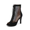 Women Hollow Mesh High Heels Sandals Peep Toe Stiletto Zipper Sexy Comfort Jazz Dance Boots Lady Fashion Shoes Summer 46
