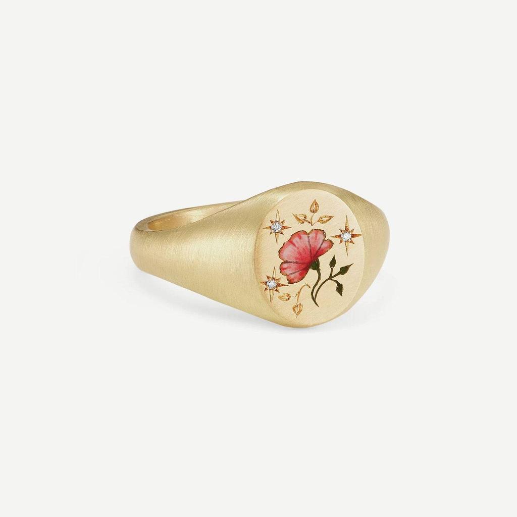 Titanium Steel Fashion Light Luxury Painted Seal Statement Ring Butterfly Love Rabbit Flower Personality Design Sense 18K