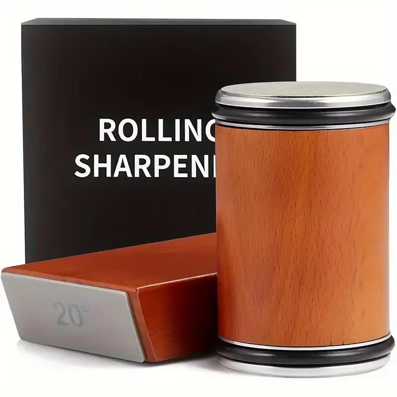 

Rolling Knife Sharpener Double-Sided Diamond Sharpening Stone 15 & 20 Degree Magnetic Angle Roller Sharpening For Kitchen Knives коричневый